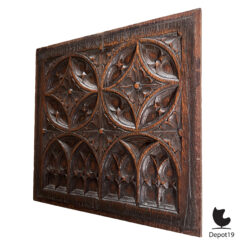 Gothic Revival eiken tracering handgesneden ca 1870 6